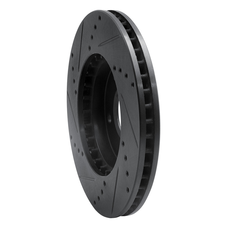 Hyundai XG350 Brake Rotor (1) - Front Right - R1 Concepts - Drilled & Slotted - Black - `01-`03